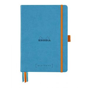 Rhodia Rama Goalbook carnet rembord&eacute; rigide A5 240 pages papier blanc 90g dot turquoise - Turquoise - Lot de 2