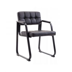 Image de Décoshop26 Chaise visiteur fauteuil de bureau sans roulette simili-cuir noir BUR10230