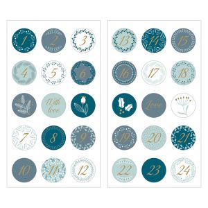 Artémio Stickers Ronds - Splendid Christmas - Calendrier de l'Avent - 2 feuilles