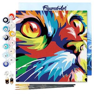 Mini peinture au numéro : Félin Pop Art - toile tendue sur chassis