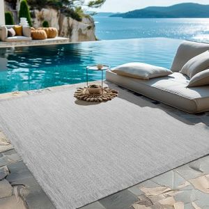 Homebyhome Tapis intérieur extérieur Gris 160x230 cm Tapis uni pour balcon cuisine et terrasse tissage plat