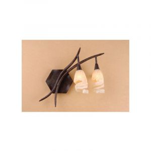 Diyas Applique murale Gaudi Right avec interrupteur 2 Ampoules G9, marron/noir oxydé