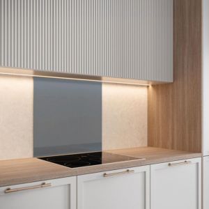 Cuisissimo - Crédence cuisine fond de hotte glassy gris fenêtre verre brillant - 90x50cm