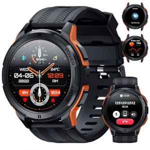Oukitel Montre Connectée Homme BT10 avec Appels Bluetooth 143 AMOLED Batterie 410mAh Etanche 5 ATM pour Android iOS Moniteur Fré