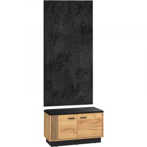 Petits-meubles - Meuble entr&eacute;e porte-manteau et banc &agrave; chaussures 2 portes Nilo Bois