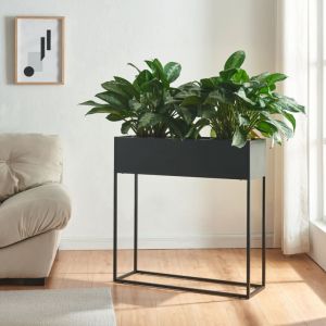 Porte-plantes surélevé Joensuu 80 x 80 x 25 cm noir [en.casa]