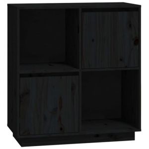 Buffet bahut commode armoire meuble de rangement organisateur cuisine salle de s&eacute;jour salon 74 x 35 x 80 cm bois massif de pin noir