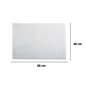 MSV Lot de 2 tapis de bain Microfibre chenille 40x60cm Blanc - Blanc