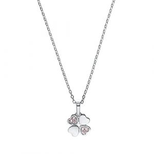 Amor Kette mit Anhänger für Mädchen, 925 Sterling Silber, Zirkonia synth. | Kleeblatt Ketten 1 ct Weiss Damen (39.99 € / 1 ct)