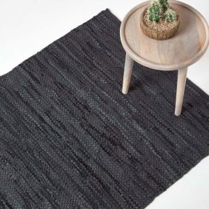 Tapis cuir Denver tissé Noir 150 x 240 cm - Homescapes