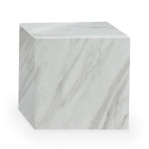 Table basse carr&eacute; marbre d'ing&eacute;nierie blanc