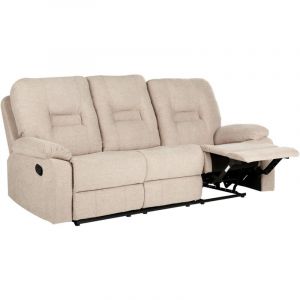 Beliani Canapé Inclinable Manuellement Moderne en Tissu 3 Places Rembourré Beige Bergen