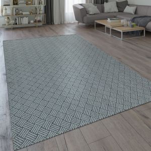 Paco Home - Tapis Moderne Tissage à Plat Motif Tissé Motif Tresse Design Géométrique Gris 240x320 cm