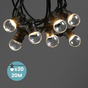 SkyLantern Guirlande Guinguette 20M Raccordable en s&eacute;rie Transparente IP65 Guirlande Electrique Exterieur 20 Bulbes Transparent