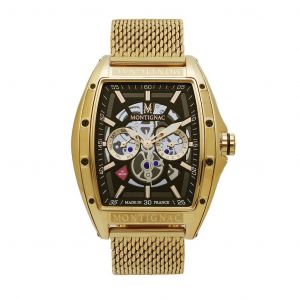 Montignac Montre Tonneau Noir MOW703 Jaune - Couleur Jaune - Taille Taille unique