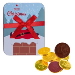 Boite à étrennes Père Noël garnie de 15 délicieuses pièces en chocolat de Noël | A Offrir à Noël ou en Fin d'Année
