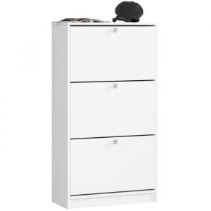 Meuble à chaussures Akord Blanc 60 cm 3 portes façade Blanche 3 étagères 60x28,5x113 cm