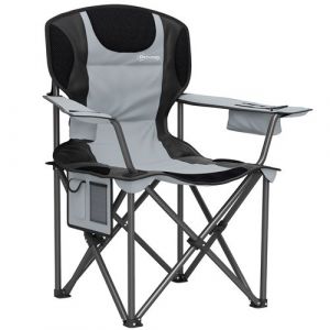 Outsunny Chaise de camping pliante rembourrée - porte-gobelets, poches latérales rangement, sac isotherme - sac transport inclus - gris noir
