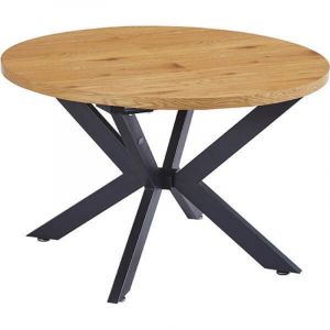 Table é manger ronde extensible HOME DELUXE AVENTURA avec base étoile - 120-160 x 120 cm Chéne clair