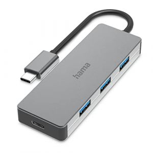 Image de Hama Hub USB-C Multiport Data (USB 3.2 Gen2, 4 Ports, Vitesse de Transfert Super Speed 10Gbits/s, Boitier Aluminium Robuste, Garantie 10 Ans, Plug & Play, Compatible Thunderbolt-3/4) Anthracite