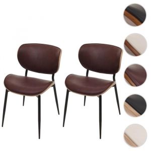 Mendler Lot de 2 chaises de salle &agrave; manger HWC-O45, bois courb&eacute; similicuir 280g/m&sup2; &Ouml;ko-Tex MVG-certifi&eacute;naturel, marron vintage