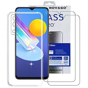 Image de Novago Compatible avec Vivo Y52 5G/Vivo Y72 5G -Pack Complet- Coque Transparente avec Motifs imprimés + 2 Films vitre Protection écran Verre trempé 0.3 mm 9H