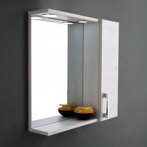 Image de Kiamami Valentina MIROIR DE SALLE DE BAINS EN CHÊNE BLANC AVEC ÉCLAIRAGE LED