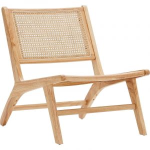 Fauteuil lounge en bois massif et cannage - HOMIFAB - Zuma - Style scandinave - Moderne - Relaxation
