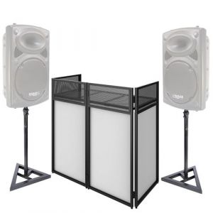 Ibiza Light Support DJ pliable - Ibiza DS30 - Avec &eacute;tag&egrave;re pour poser les appareils - avec 2 Supports d'enceintes SST02, jeux de lumi&egrave;res