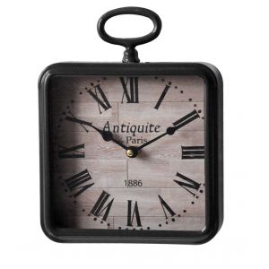 Emde Petite horloge carrée métal noir 26x20cm