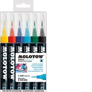 Image de Molotow Grafx Aqua Ink 6x marqueur set Basic 1