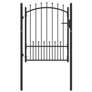 VidaXL Portail de cl?ture avec pointes Acier 100x125 cm Noir