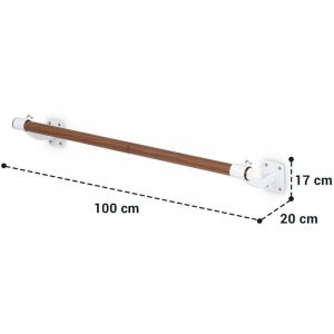 Klarfit BarreMur Barre d'exercice 100 cm pour ballet & danse classique, Ø 38 mm - Marron & blanc