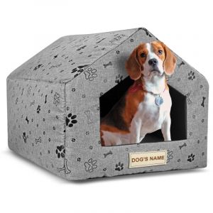 Lit pour chien personnalis&eacute;, maison, 50x40 cm, H=38 cm, pattes noires