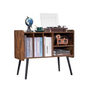 VEVOR Meuble Platine Vinyles &agrave; 2 Niveaux, Support de Tourne-disque Capacit&eacute; jusqu'&agrave; 220 Albums, Armoire &agrave; Disques Vinyles en Bois, &Eacute;tag&egrave;res Amovibles et Hauteur R&eacute;glable, pour Salon, Chambre &agrave; Coucher