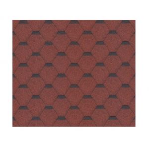 Lot de bardeaux bitumineux Hexagonal Rock H550RED, couleur rouge - bitume toiture Timbela M550 pour chalet de jardin