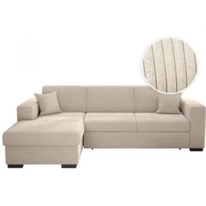 Loungitude Canapé D'angle Fuji Xl Convertible Avec Coffre En Velours Côtelé - Angle Gauche - Beige