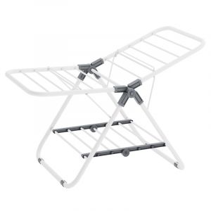 Songmics Petit étendoir à linge séchoir pliable à 2 niveaux blanc nuage
