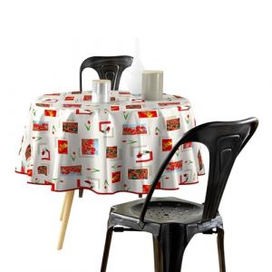 Douceur d'int&eacute;rieur, Nappe Ronde (Diam&egrave;tre 160 cm) Tulipe, PVC Photoprint