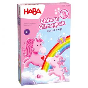 Haba Licorne Scintillante - Bingo Scintillant - Jeu de Bingo Magique pour Enfants avec Cristaux de Nuages Scintillants et Motifs Licorne - Jeu à partir de 3 Ans - 2012212001