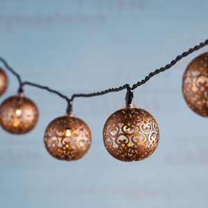 Lights4Fun Guirlande Solaire Marocaine 16 Boules Couleur Bronze