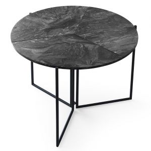 Cotecosy Table ronde pliable gain de place Origami Ø100cm Effet marbre noir et Métal Noir - Gris foncé