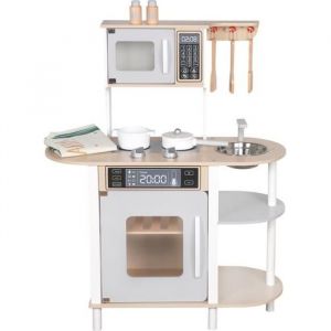 Ataa - Cuisine en bois pour enfants 69x30x85 cm: Blanc - Blanc