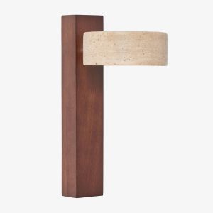 Applique Mural Led Orientable En Bois Et Travertin Davise