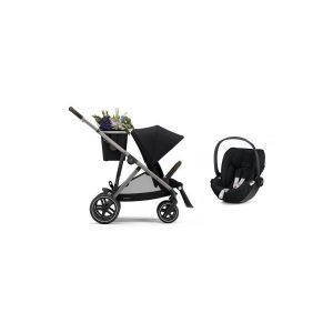 Image de Cybex Poussette gazelle s avec siège auto cloud z i-size - taupe deep black - noir