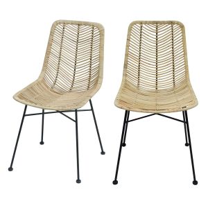 Rendez Vous D&eacute;co Chaise Tamara en rotin naturel (lot de 2)