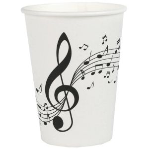 Ruedelafete Lot de 10 Gobelets Musique Clé de sol, Blanc 25cl