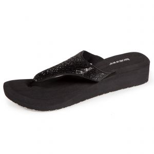 Isotoner Chaussures Tongsà talon 4 cm, tiges larges et perlées