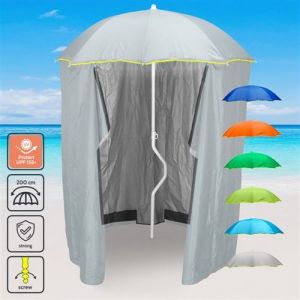 GiraFacile - Parasol de plage léger visser tente protection uv GiraFacile 200 cm Zeus, Couleur: Blanc - Argent