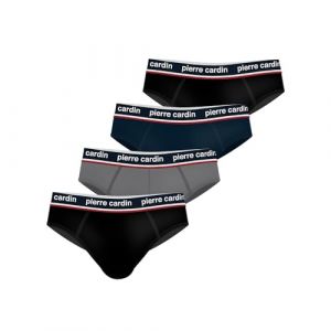 Pierre Cardin Slip Homme Coton, sous-vêtements Homme, Hypoallergénique, Maintien sans comprimer (Lot de 4), Noir, Bleu, Gris, Taille XL